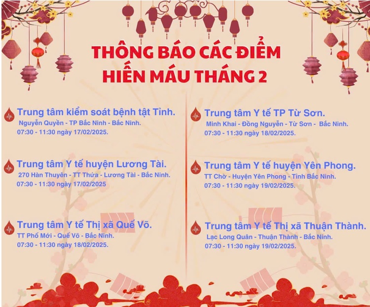 THÔNG BÁO VỀ VIỆC TỔ CHỨC CHƯƠNG TRÌNH HIẾN MÁU TÌNH NGUYỆN