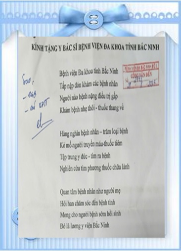 NHỮNG VẦN THƠ TỪ NGƯỜI BỆNH – MÓN QUÀ TINH THẦN GỬI TẶNG BỆNH VIỆN