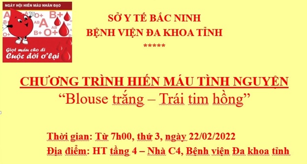 THÔNG BÁO VỀ VIỆC TỔ CHỨC CHƯƠNG TRÌNH HIẾN MÁU TÌNH NGUYỆN  