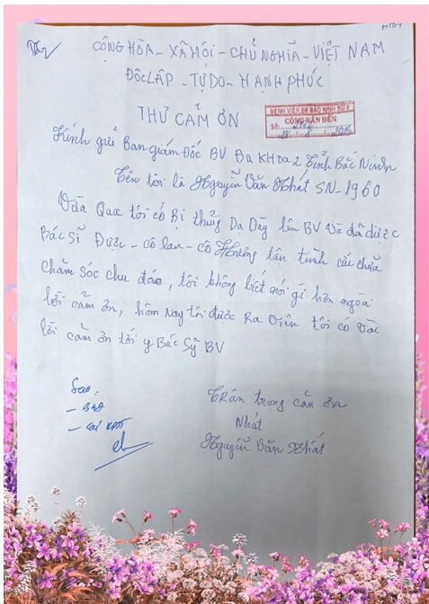 LÁ THƯ TRI ÂN GỬI KHOA NGOẠI TỔNG HỢP – MỘC MẠC MÀ ĐONG ĐẦY YÊU THƯƠNG